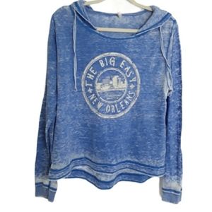 New Orleans "Big Easy" Blue Burnout Tee Hoodie EUC sz L